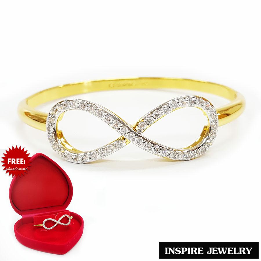 Inspire Jewelry ,กำไลอินฟีนิตี้ Infinity ฝังเพชรสวิส หุ้มทองแท้100$K  ความยิ่งใหญ่มหาศาล ร่ำรวย ไม่มีที่สิ้นสุด พร้อมกล่องกำไลหรู