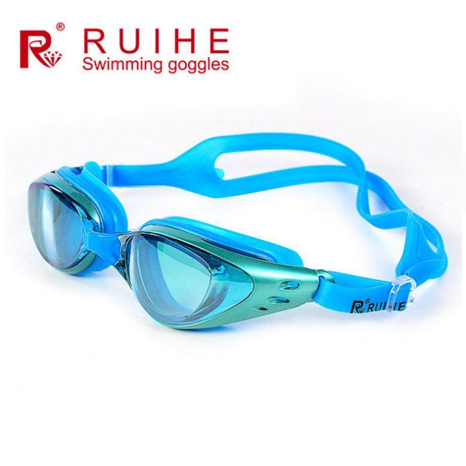 แว่นตาว่ายน้ำ มาตรฐานแบรนด์ กันการเกิดฝ้า และกัน UV กระจกกันรอยขีดข่วน พร้อมกล่องหรู Ruihe cute waterproof anti-fog swimming goggles high-grade