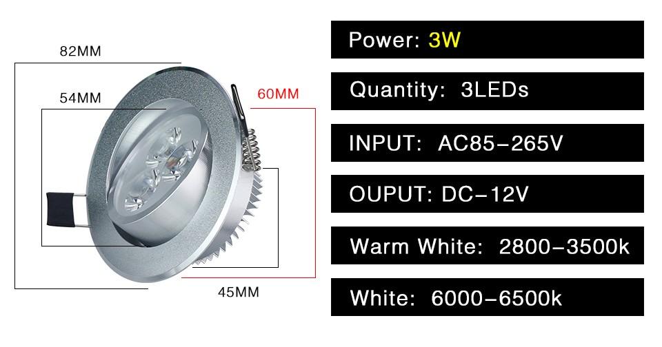 LED Downlight โคมดาว์นไลท์ led 3 W โคมไฟฝังฝ้า