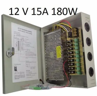 ตู้จ่ายไฟ 9 Ch. 12V 15A สำหรับกล้องวงจรปิด 8 จุด ไม่ต้องใช้อแดปเตอร์ Switching Power Supply (Y357)