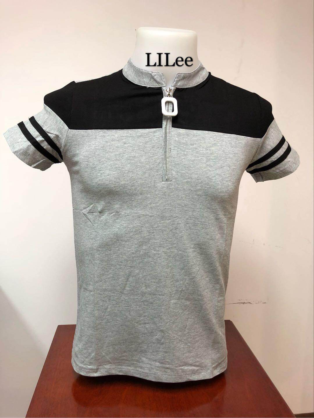 เสื้อยืดแขนสั้น ผู้ชาย LILee คอซิป เป็นเนื้อCOTTON 100% Mens Short Sleeve T-Shirt 5 Colors *New*(LL1014)