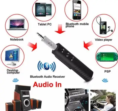 LXJ ตัวรับสัญญาณบูลทูธ บลูทูธในรถยนต์ เปลี่ยนลำโพงธรรมดาเป็นลำโพงบูลทูธ Car Bluetooth AUX 3.5mm Jack Bluetooth Receiver Handsfree Call Bluetooth Adapter Car Transmitter Auto Music Receivers