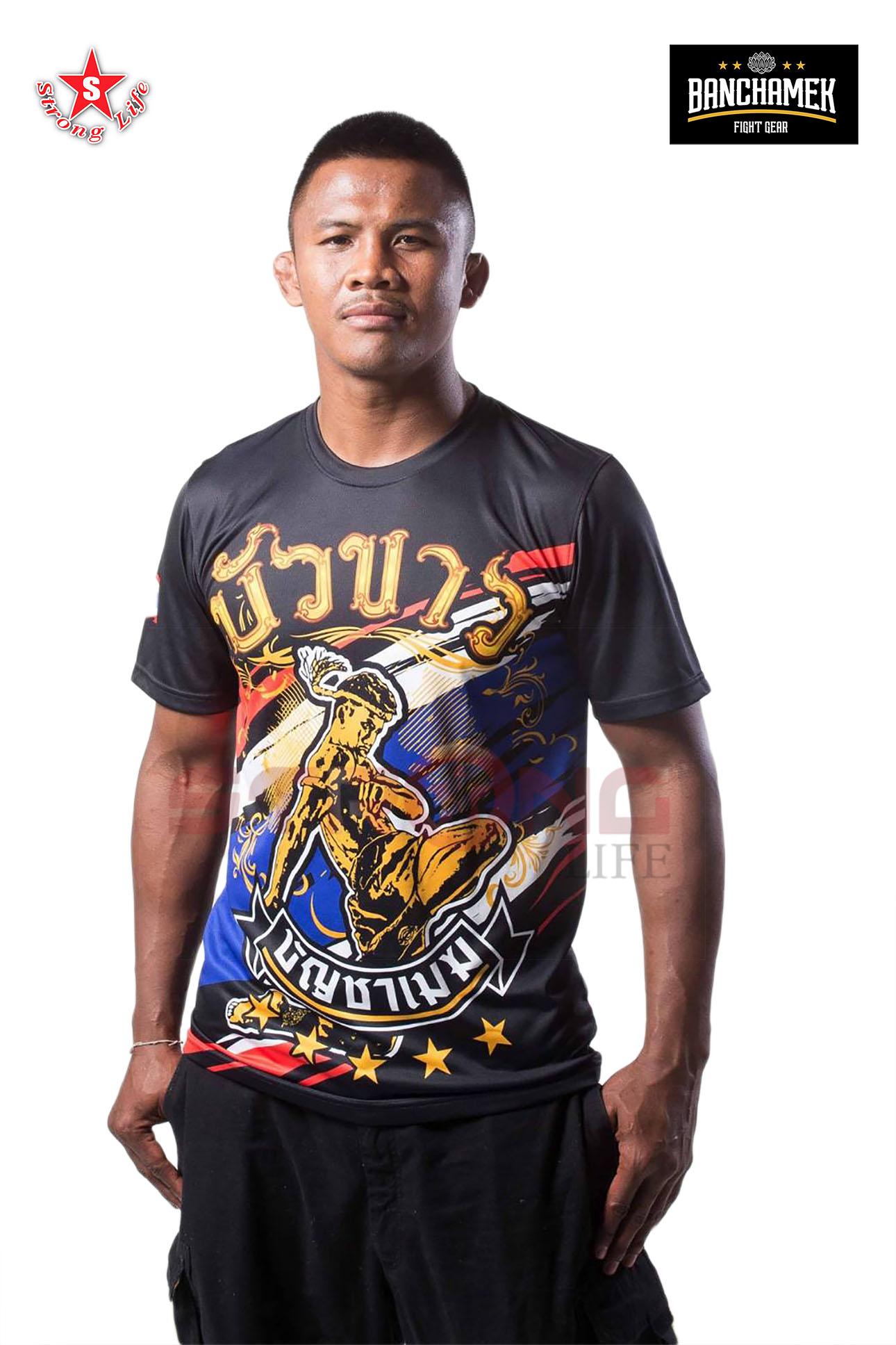 SKA Banchamek Fight Gear Buakaw เสื้อคอกลม ลายแฟนตาซี เสื้อบัวขาว