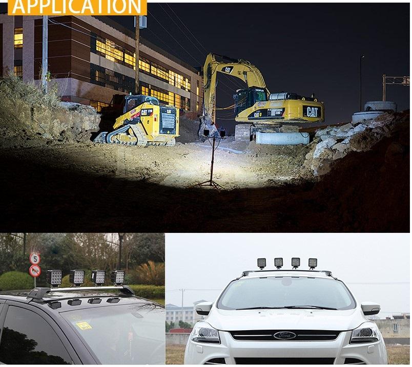 X4 เเพ็ค 4 ชิ้น สุดคุ้ม !! LED FLOODLIGHT ไฟสปอร์ตไลท์สำหรับตกเเต่งรถใช้สำหรับไฟรถ ไฟท้าย หรือใช้เป็นไฟส่องทาง ส่องป้าย สว่างมาก ทรงสี่เหลี่ยม ขนาด 4 นิ้ว 48 Watt 12V-24V เเสงขาว จำนวน 4 ชิ้น