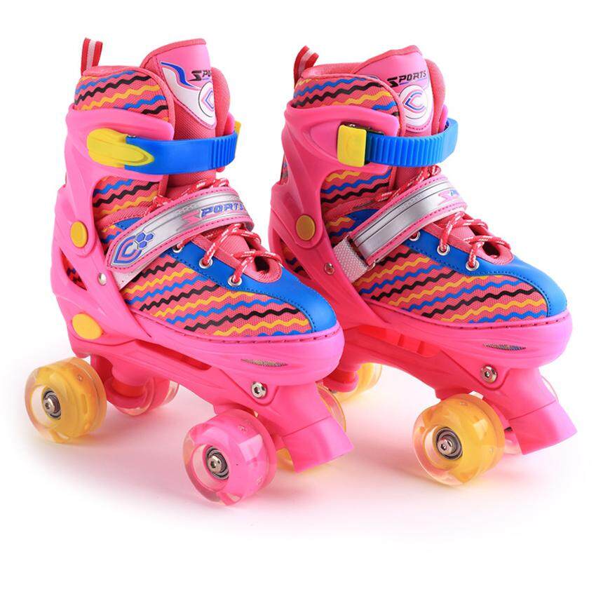 Roller Skates 4 Wheels Lace-up Skate Shoes  รองเท้าสเก็ต โรลเลอร์สเก็ต รุ่น Pro Speed-Rose/Red