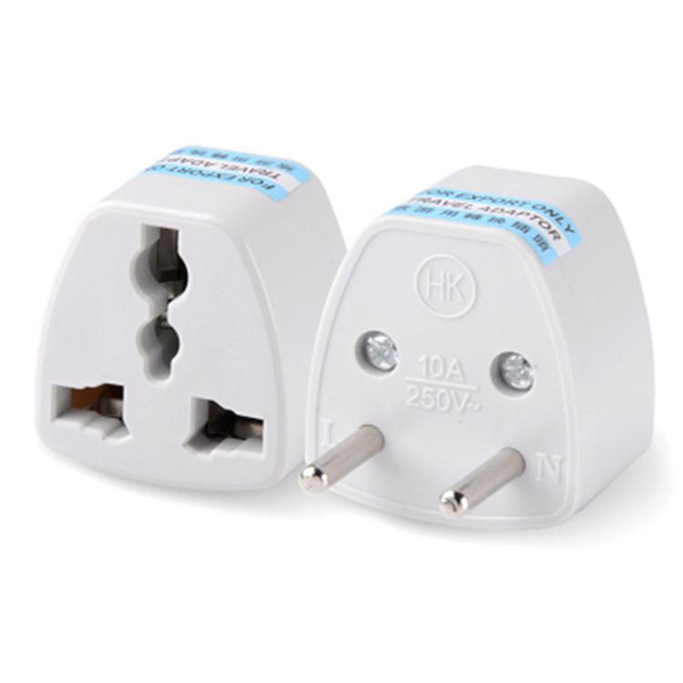 Portable UK US AU To EU European 2Pin Power Socket Plug Adapter Travel Converter Universal(2ขากลม)