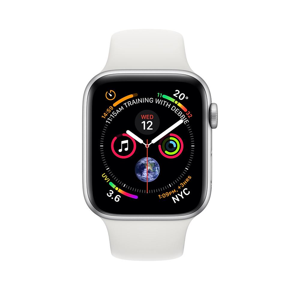 AppleWatch Series4 GPS+Cellular, 40mm Silver Aluminium Case with White Sport Band