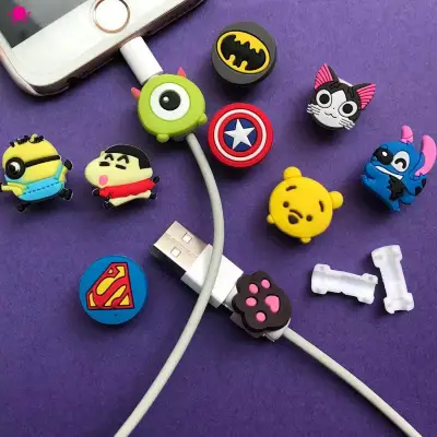 Cute Cartoon USB Charger Cable Winder Protective Case Earphone Cord Sleeve Wire Cover Data line Protector For iphone 7 8 plus