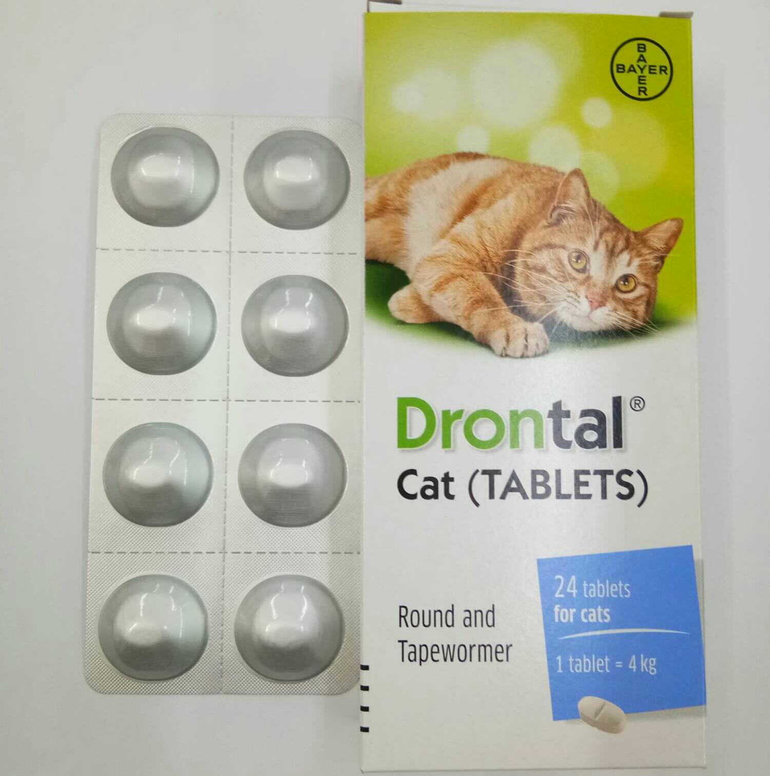 ฺBayer Drontal  Cat  พยาธิแมวสำหรับแมว บรรจุ  8  เม็ด exp 09/2023 (ไม่มีกล่อง)