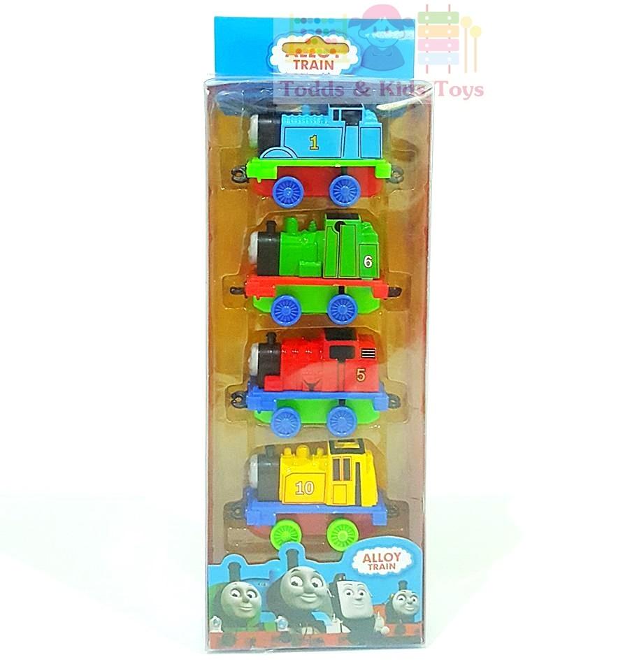 Todds Kids Toys เซ็ทรถไฟ Alloy Train 4 คันขนาดเล็ก ของเล่นคลาสสิคสำหรับหนุ่มน้อย