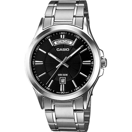 Casio นาฬิกาข้อมือผู้ชาย หน้าปัด DAY-DATE สายสแตนเลส รุ่น MTP-1381 ของแท้ประกันศูนย์
