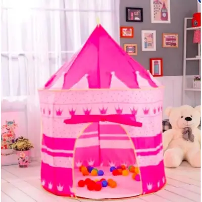 Portable Pink Folding Play Tent Kids Girl Princess Castle Fairy Cubby House
