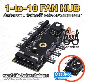 ภาพหน้าปกสินค้าNewest Black 1 to 10 PC Cooler Cooling Fan Hub Splitter Cable Pwm MOLEX 4 Pin 12V Power S Speed Adapter Computer Mining ซึ่งคุณอาจชอบราคาและรีวิวของสินค้านี้