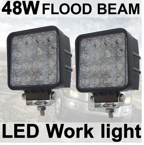 X2 เเพ็คคู่ สุดคุ้ม !! LED FLOODLIGHT ไฟสปอร์ตไลท์ แบบเหลี่ยม ขนาด 4 นิ้ว กำลังไฟ 48 Watt 12V-24V เเสงขาว จำนวน 2 ชิ้น