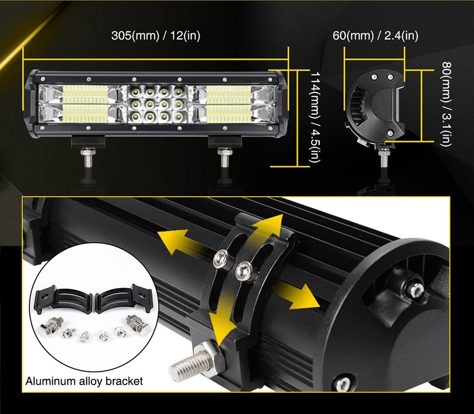 LED LIGHT BAR COMBO BEAM ไฟรถยนต์ ไฟหน้า ไฟเรือ 180W ขนาด 12 นิ้ว รุ่น Combo Beam SuperBright เเสงขาว จำนวน 1 ชิ้น
