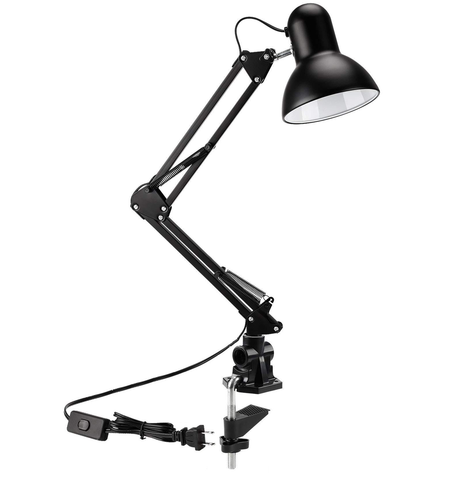 Simple Mart โคมไฟหนีบโต๊ะ ปรับระดับได้รอบทิศทาง สีดำ สีขาว รุ่น Table Reading lamp Adjustable with super long arm E27 MAX 60w with clip