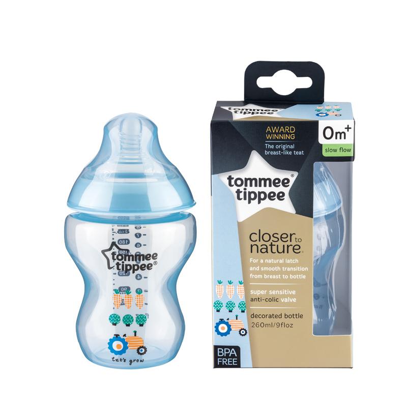 Tommee Tippee Bottle 9oz ขวดนม ทอมมี่ ทิปปี้ รุ่น Closer to Nature ขนาด 9 oz ขวดนมคอกว้าง พร้อมจุกนมสำหรับเด็กแรกเกิด