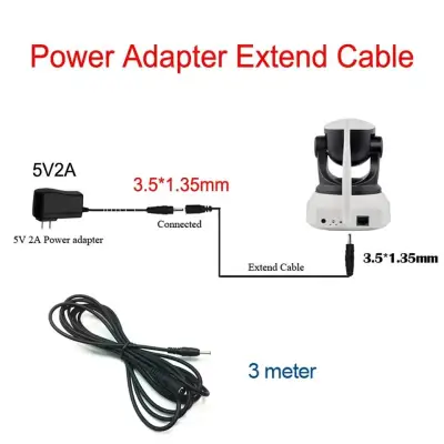3M 3.5x1.35mm Male to Female 5V DC Power Adaptor Connector Cable for IP Camera
