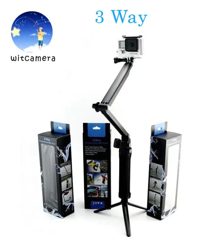 ภาพหน้าปกสินค้า3 Way ไม้เซลฟี่พับได้ ขาตั้ง3ขาในตัว สำหรับโทรศัพท์ และ กล้อง 3 Way Selfie Monopod GoPro Hero 11/10/9/8/7/6/5/4/3+/3 SJCam Yi จากร้าน witcamera บน Lazada