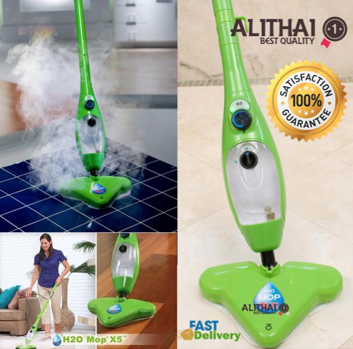 Alithai ไม้ถูพื้น เครื่องทำความสะอาดพลังไอน้ำ H2O Mop 5 in 1 Steam Mop Cleaner X5 - สีเขียว