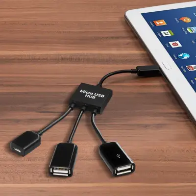 3 in 1 USB OTG Cable Adapter Micro USB Hub USB OTG Adapter for Smartphone - intl