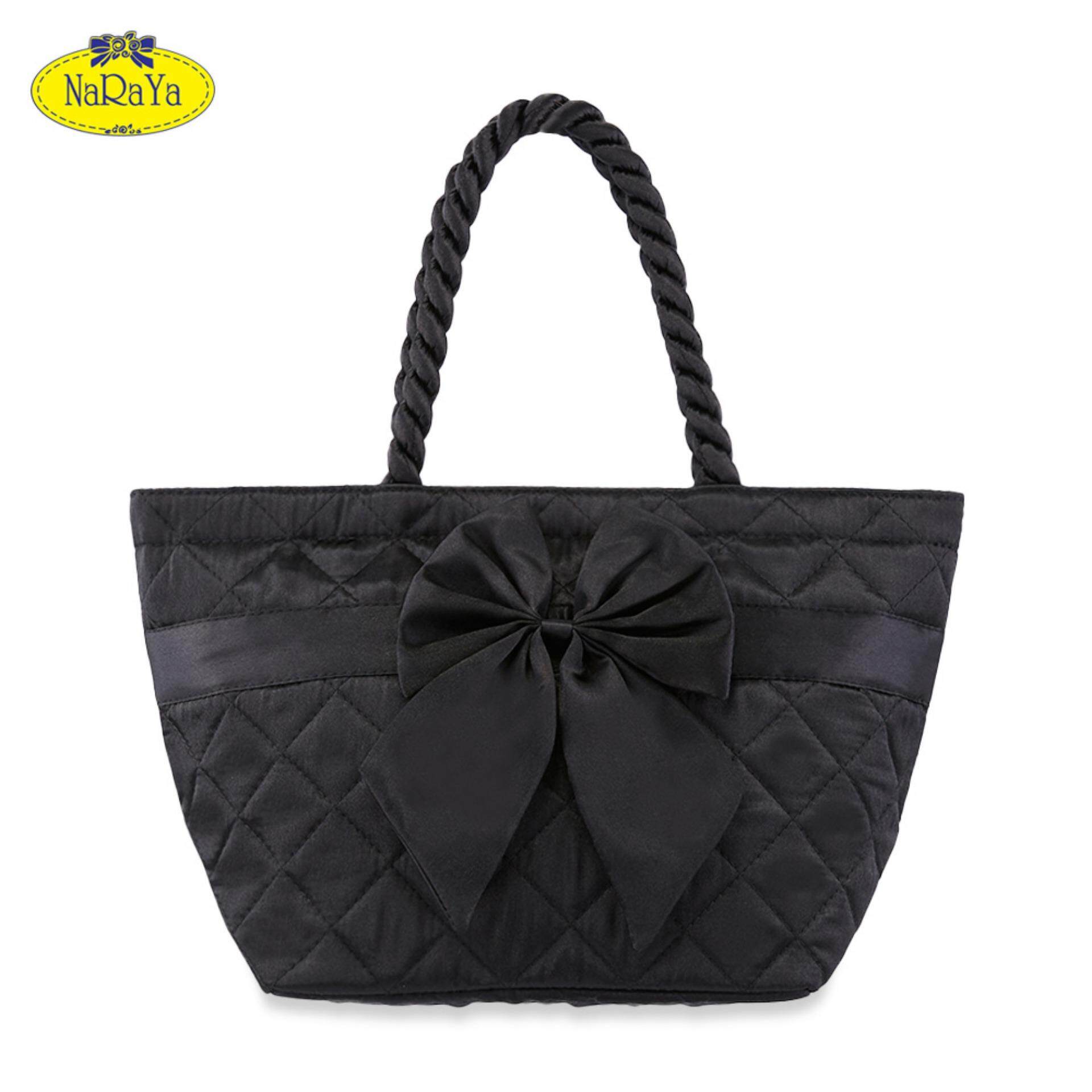 กระเป๋าถือขนาดเล็ก NaRaYa Satin Quilted Trapeze with Bow