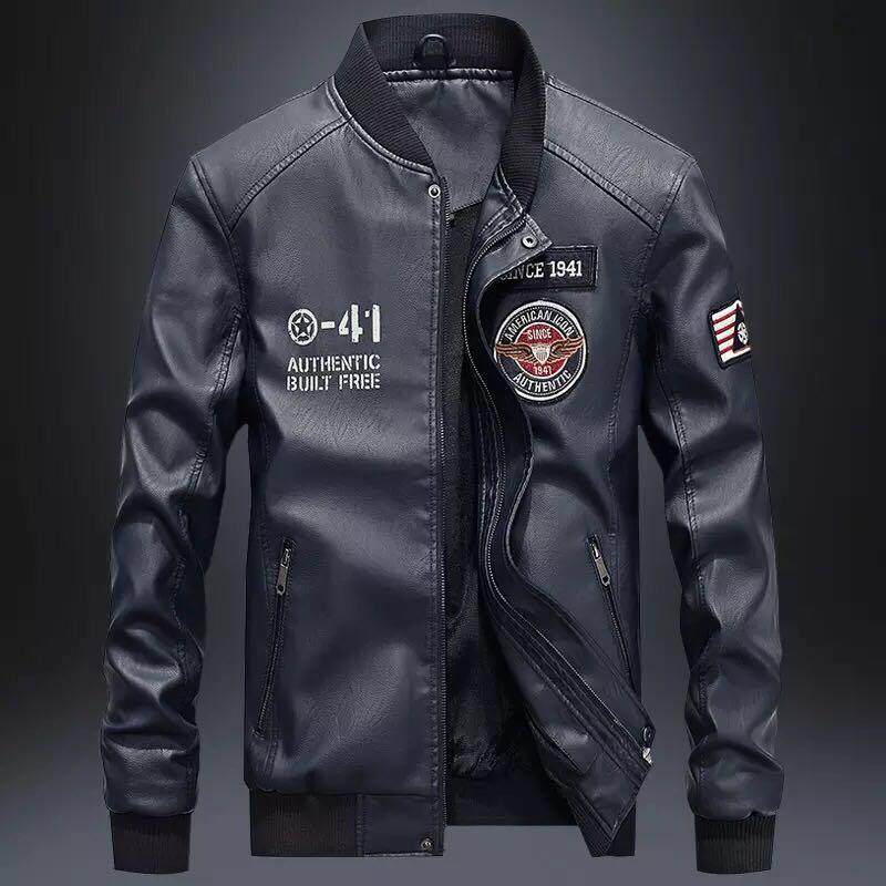 2018 New Pilot Jacket Mens Baseball Uniform Stand Collar Korean Version Of The Tide Brand Mens Pu Leather Jacket. 