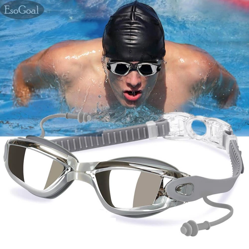 ภาพหน้าปกสินค้าEsoGoal ซิลิโคนแว่นตาว่ายน้ำแว่นตาดำน้ำ ป้องกัน, Anti-FOG, Anti-shatter, กันน้ำแก้ว ป้องกันแสงแดด UV Swimming glasses / Goggle for Adult Men Women Youth Kids Child
