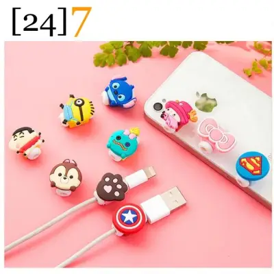 Cute Cartoon USB Charger Cable Winder Protective Case Earphone Cord Sleeve Wire Cover Data line Protector For Round-type cable