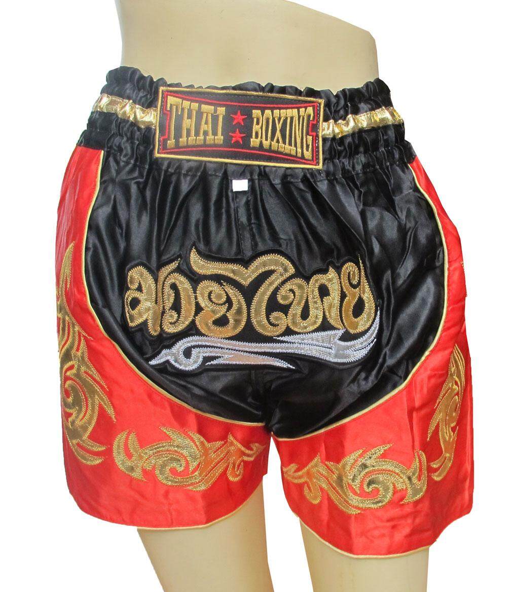 Thai Boxing Boxer For Kids Fit For Waist 24-25-26 Inches Size M กางเกงนักมวยไทยสำหรับเด็ก  ในรูปสีสันที่สวยสดเป็นลายปักด้วยดิ้นเงินดิ้นทองมวยไทย