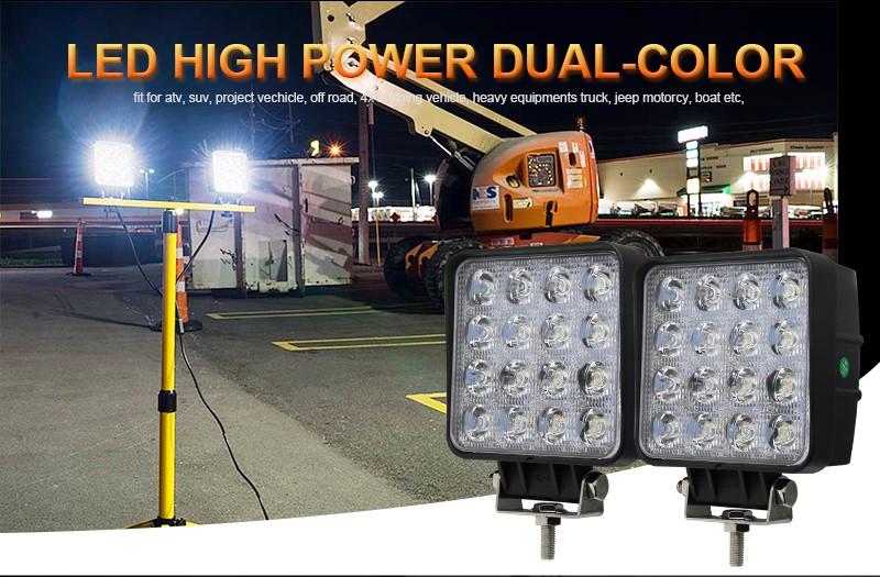 X2 เเพ็คคู่ สุดคุ้ม !! LED FLOODLIGHT ไฟสปอร์ตไลท์ แบบเหลี่ยม ขนาด 4 นิ้ว กำลังไฟ 48 Watt 12V-24V เเสงขาว จำนวน 2 ชิ้น