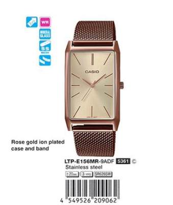 Casio แท้100% รุ่น LTP-E156MR-9ADF นาฬิกาผู้หญิง Casio แท้100% รุ่น LTP-E156MR-9ADF นาฬิกาผู้หญิง