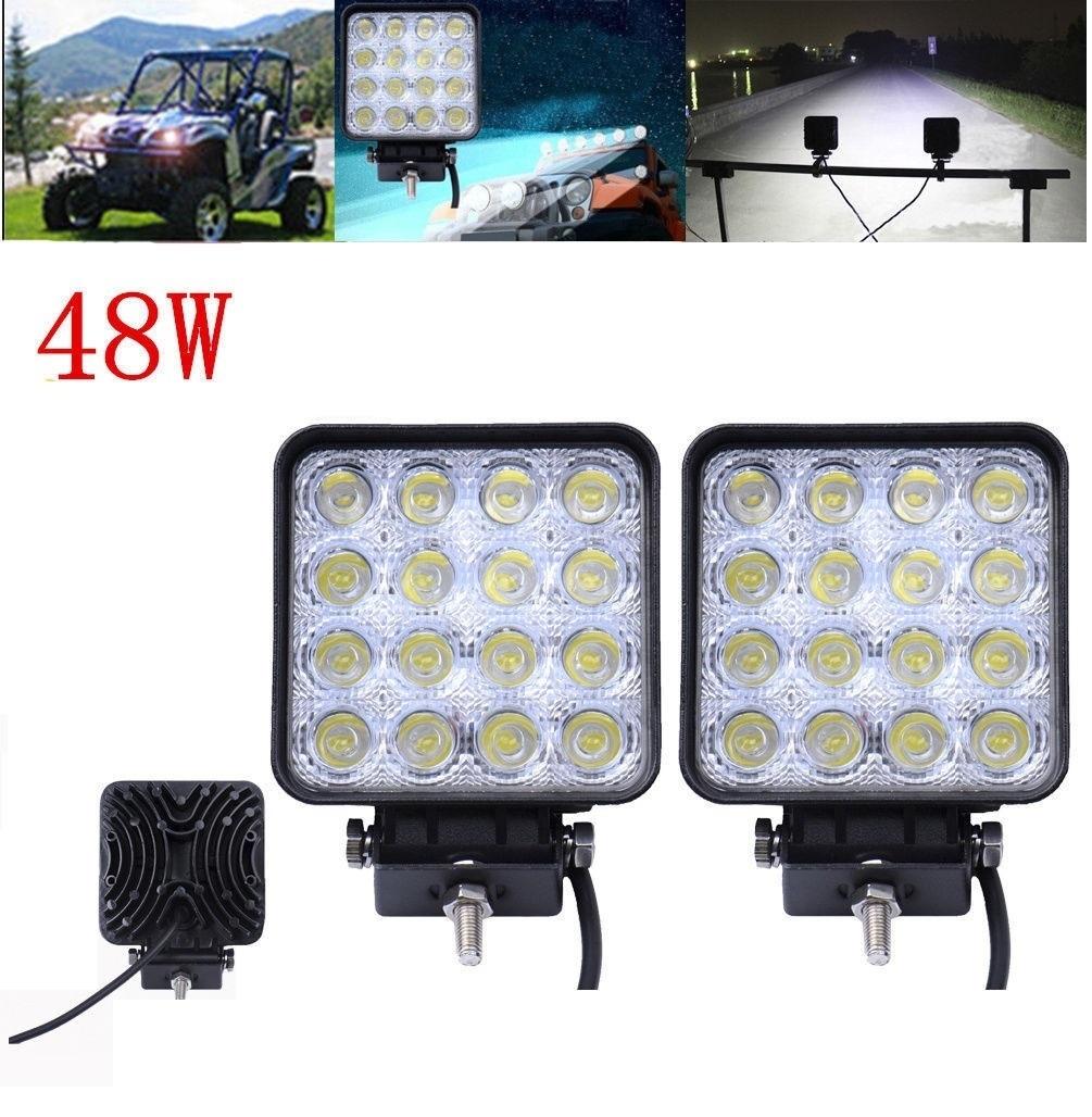 X4 เเพ็ค 4 ชิ้น สุดคุ้ม !! LED FLOODLIGHT ไฟสปอร์ตไลท์สำหรับตกเเต่งรถใช้สำหรับไฟรถ ไฟท้าย หรือใช้เป็นไฟส่องทาง ส่องป้าย สว่างมาก ทรงสี่เหลี่ยม ขนาด 4 นิ้ว 48 Watt 12V-24V เเสงขาว จำนวน 4 ชิ้น