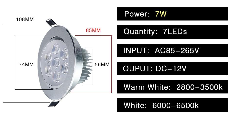 สุดคุ้มเกินราคา LED Downlight 7W โคมดาวน์ไลท์ โคมไฟฝังฝ้า