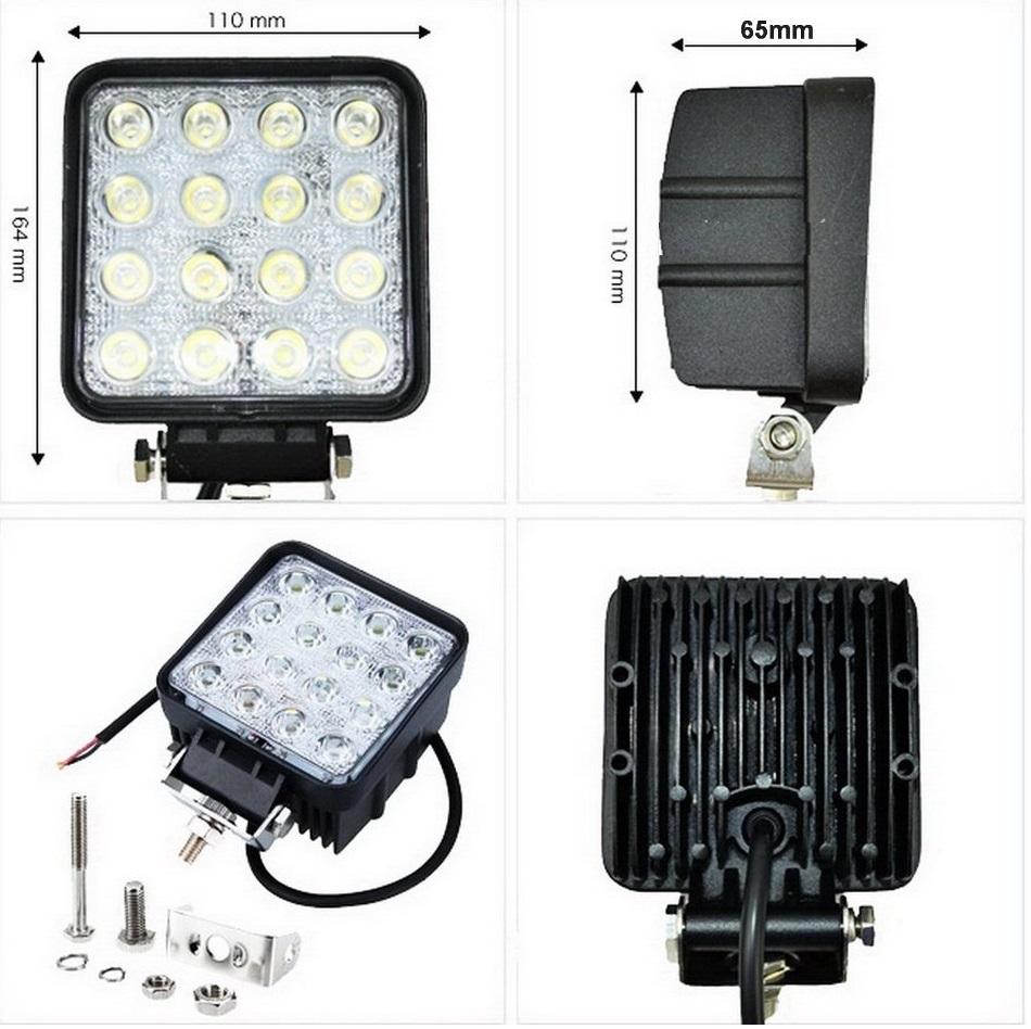 X4 เเพ็ค 4 ชิ้น สุดคุ้ม !! LED FLOODLIGHT ไฟสปอร์ตไลท์สำหรับตกเเต่งรถ ไฟรถ ไฟท้าย เรือได ตกหมึก สว่างมาก ทรงสี่เหลี่ยม ขนาด 4 นิ้ว 48 Watt 12V-24V เเสงเขียว จำนวน 4 ชิ้น
