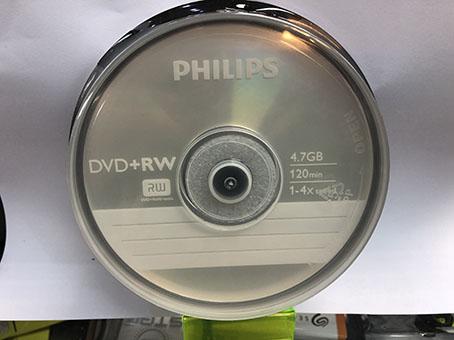 แผ่น Philips DVD+RW 4.7 GB 1-4x  Pack 10 แผ่นดีวีดี +RW