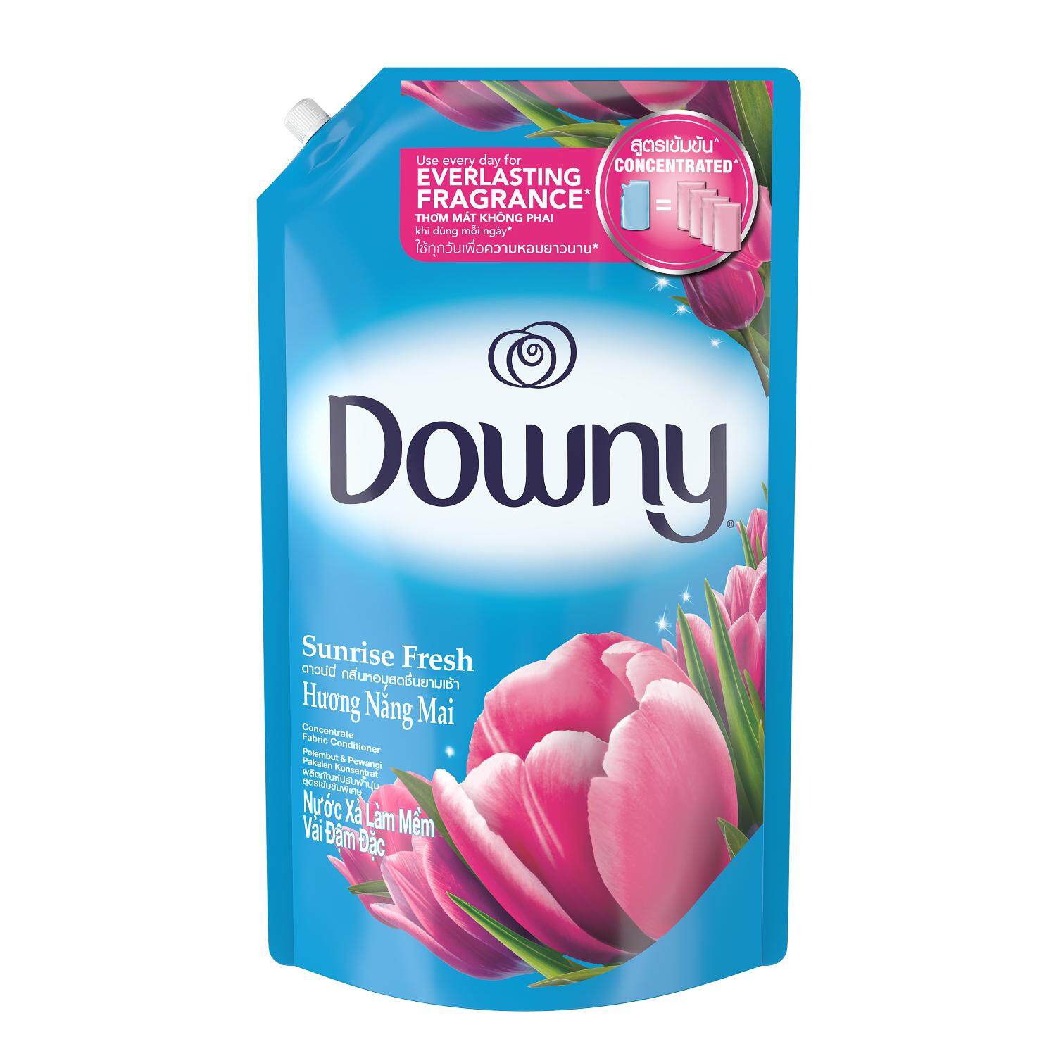 Downy ดาวน์นี่ หอมสดชื่นยามเช้า ผลิตภัณฑ์ปรับผ้านุ่มชนิดเติม สูตรเข้มข้นพิเศษ 1.6 ลิตร