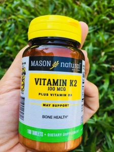 ภาพหน้าปกสินค้าVitamin K2 วิตามินเคสอง (MK-4 Menaquinone) Plus D3 /1000 IU - 100 Tablets (Mason Natural®) K 2 #K-2 #D-3 ที่เกี่ยวข้อง