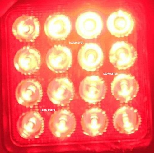 ราคาส่ง ไฟสปอร์ตไลท์ ไฟรถ ไฟท้าย แบบสี่เหลี่ยม ขนาด 4 นิ้ว กำลังไฟ 48 Watt ( LED 16 ดวง x 3Watt) ไฟ 12V-24V เเสงสีเเดง จำนวน 1 ชิ้น