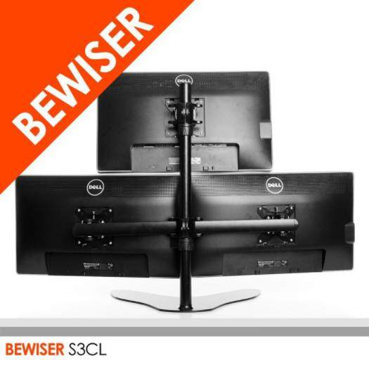 BEWISER แท่นขาตั้งจอมอนิเตอร์แบบ 3 จอ โลหะสีดำ Triple Horizontal/Vertical Monitor VESA Stand black