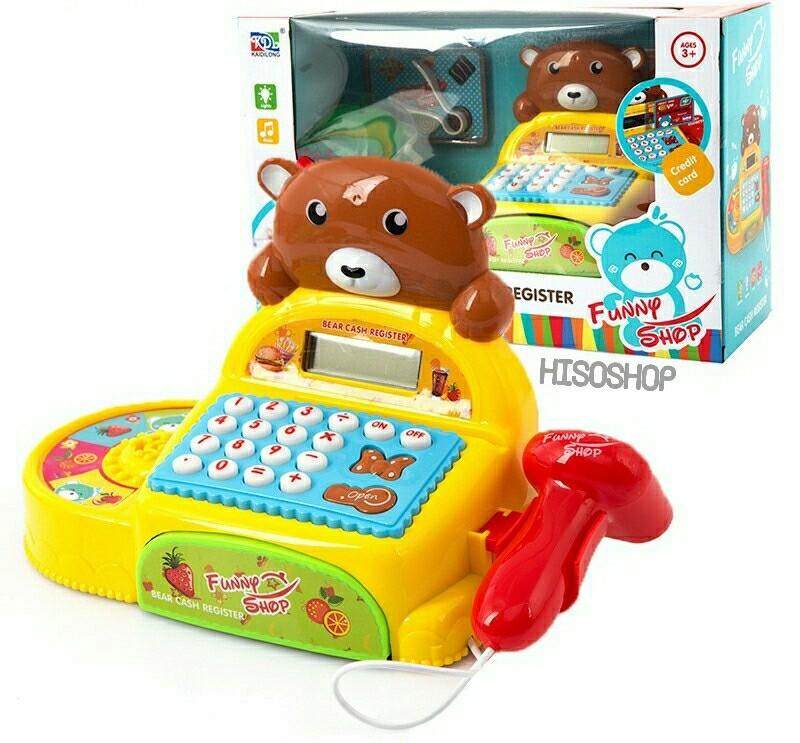 ของเล่น เครื่องคิดเงิน Little Bear Cashier สุดน่ารัก เพื่อเสริมสร้างความรู้ทางคณิตศาสต์ เครื่องแคชเชียร์หมีน้อย พร้อมอุปกรณ์การshopping ครบชุด บวกเลขได้จริง