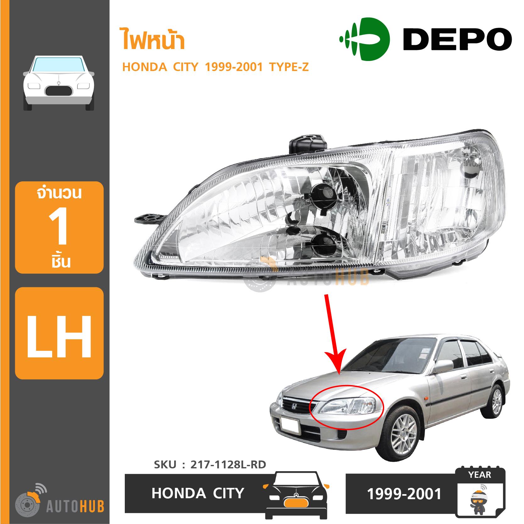 ไฟหน้า HONDA CITY TYPE-Z ปี 1999-2001 ยี่ห้อ DEPO (217-1128L-RD ,217-1128R-RD) ราคา 1,096 บาท*ส่งฟรี