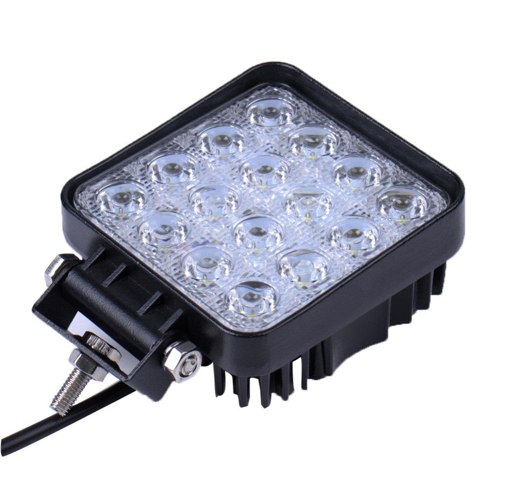 ราคาส่ง ไฟสปอร์ตไลท์ ไฟรถ ไฟท้าย แบบสี่เหลี่ยม ขนาด 4 นิ้ว กำลังไฟ 48 Watt ( LED 16 ดวง x 3Watt) ไฟ 12V-24V เเสงน้ำเงิน จำนวน 1 ชิ้น