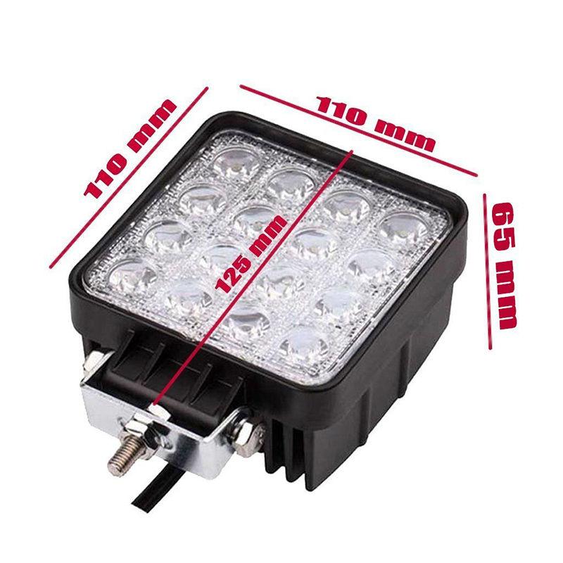 ราคาส่ง ไฟสปอร์ตไลท์ ไฟรถ ไฟท้าย แบบสี่เหลี่ยม ขนาด 4 นิ้ว กำลังไฟ 48 Watt ( LED 16 ดวง x 3Watt) ไฟ 12V-24V เเสงสีเเดง จำนวน 1 ชิ้น