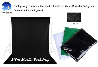 Photography Backdrop thickened 100% Cotton 2M x 3M Muslin Background 3colors (white black green)