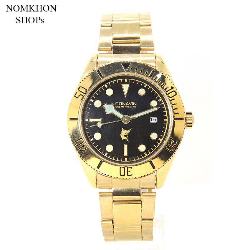 CONAVIN นาฬิกาข้อมือผู้หญิง สายสแตนเลสอย่างดี หน้าปัดนาฬิกาสไตล์สปอร์ต รุ่น(ทองทั้งเรือน - GOLD) ระบบเข็มและมีวันที่(เรืองแสงตอนกลางคืน) CLB-004-006 ราคา 1,490 บาท*ส่งฟรี