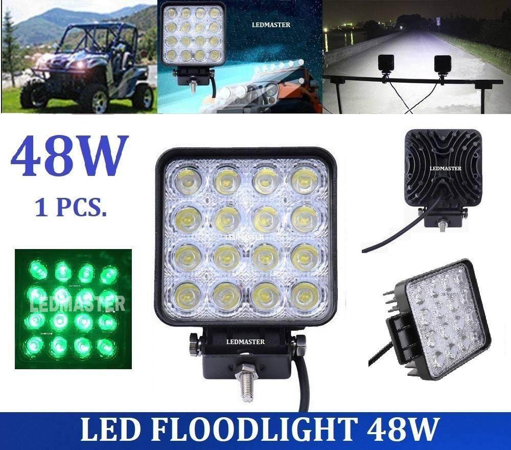 ราคาส่ง ไฟสปอร์ตไลท์ ไฟรถ ไฟท้าย แบบสี่เหลี่ยม ขนาด 4 นิ้ว กำลังไฟ 48 Watt ( LED 16 ดวง x 3Watt) ไฟ 12V-24V เเสงเขียว จำนวน 1 ชิ้น