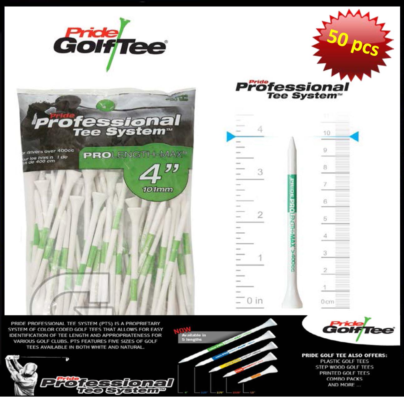 Wood Tee Professional by Pride Golf Length 38 mm - 53 mm - 69 mm - 83 mm - 101 mm
