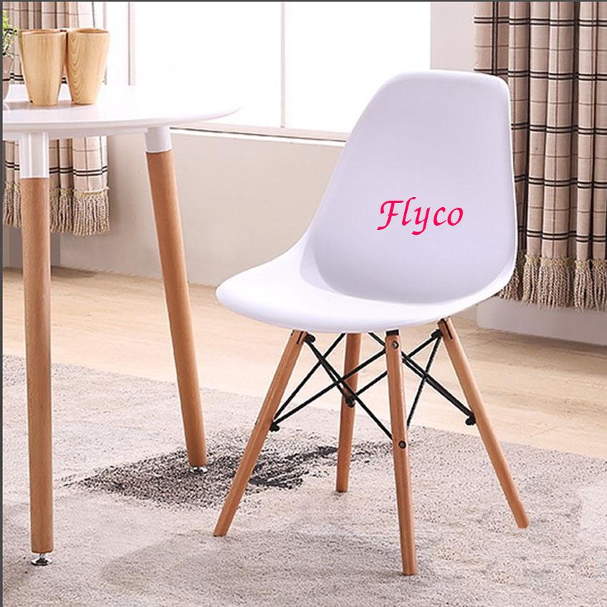 Flyco เก้าอี้ สไตล์โมเดิร์น สวยทันสมัย ที่นั่งพลาสติก ขาไม้สีบีช YF-1094