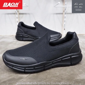 สินค้า Baoji สลิปออน รองเท้าผ้าใบแบบสวมผู้ชาย รุ่น BJM328 (สีดำล้วน) ไซส์ 41-45